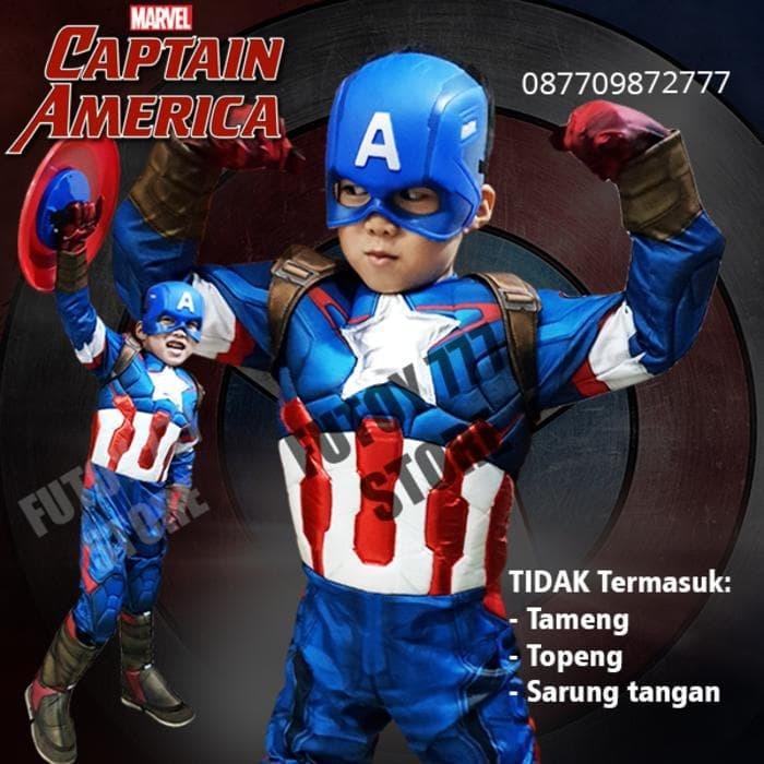 WE23/Kostum CAPTAIN AMERICA baju anak laki lelaki avengers cosplay