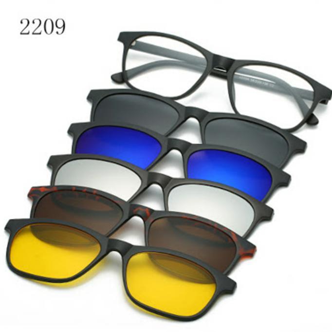 FRAME KACAMATA SUNGGLAS CLIP ON 2209 FREE 5 LENSA GROSIR KACAMATA - DHFO