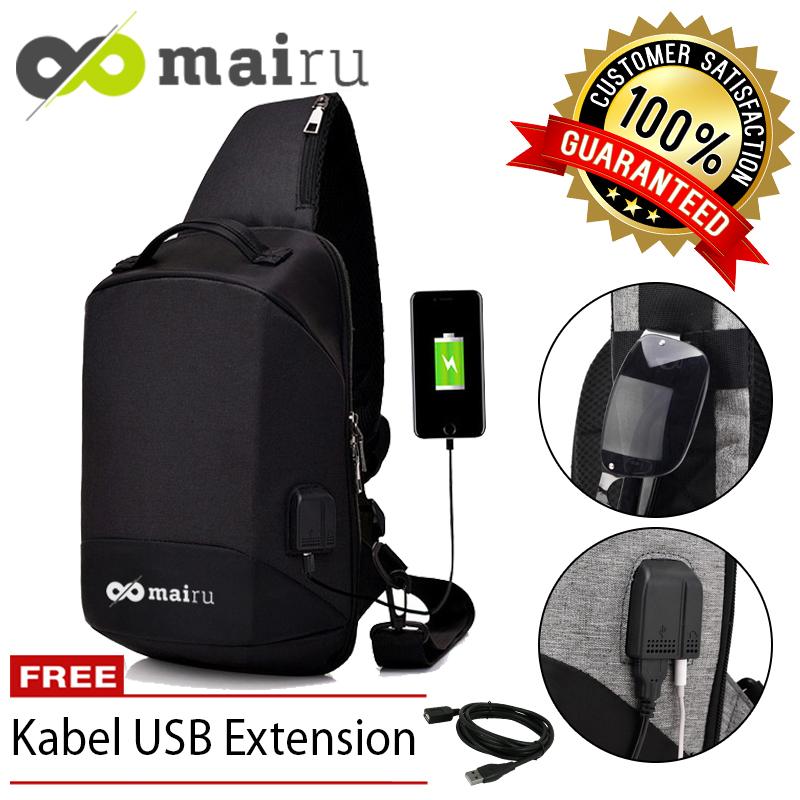 Mairu XD-V2 Tas Selempang Pria Anti Maling Messenger Crossbody Sling Bag Import With USB Charger Port Support For Iphone Ipad Mini Xiaomi Samsung Tab Anti Theft