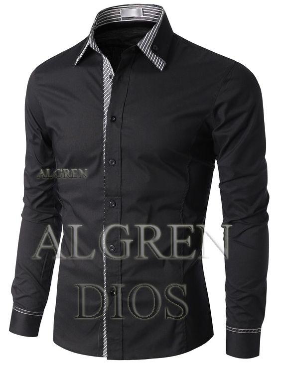 Algren Baju Hem Kemeja Pria Dios lengan panjang - Hitam / Slim fit / Casual / Polos / Kerja / Kantor / Katun / Kem / Atasan / Pakaian
