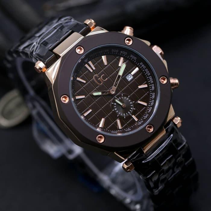 DISKON TERLARIS - Jam Tangan Pria / Cowok Murah Gc SK754 Rantai Black Rose Brown TERMURAH