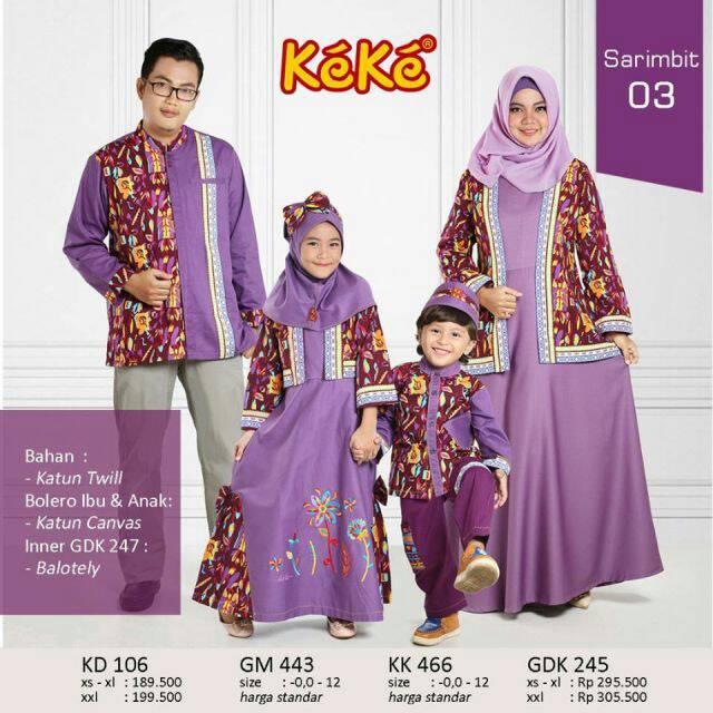 (size 0 - 5) KeKe Busana Baju Muslim Couple Keluarga Sarimbit SR 3 UNGU / HIJAU / BIRU (Koko Anak size 3)