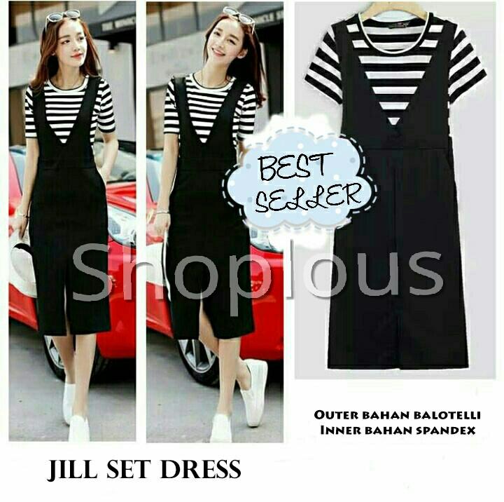 Shoplous Set Dress wanita/ Dress mini wanita/ Jill Dress/ Fashion set dress/ baju kodok wanita
