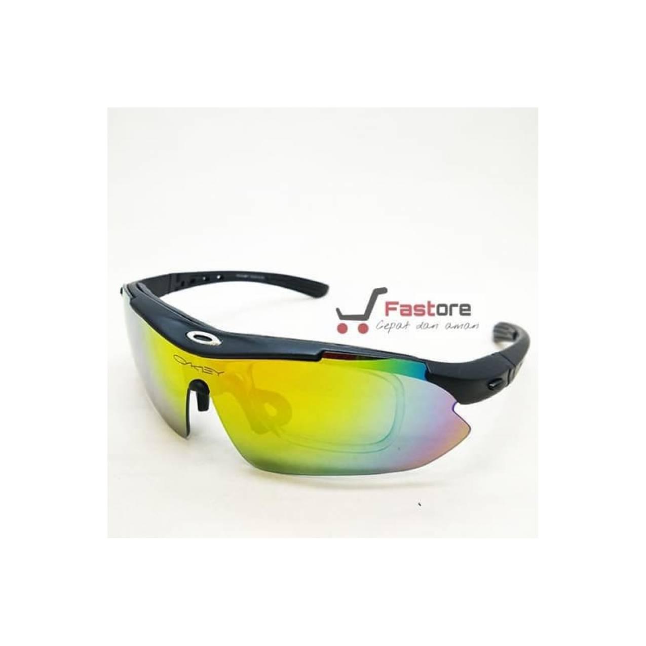 JOC Kacamata Sport Oakley Quantum 5 Lensa Gowes Sepeda Motor Kerja