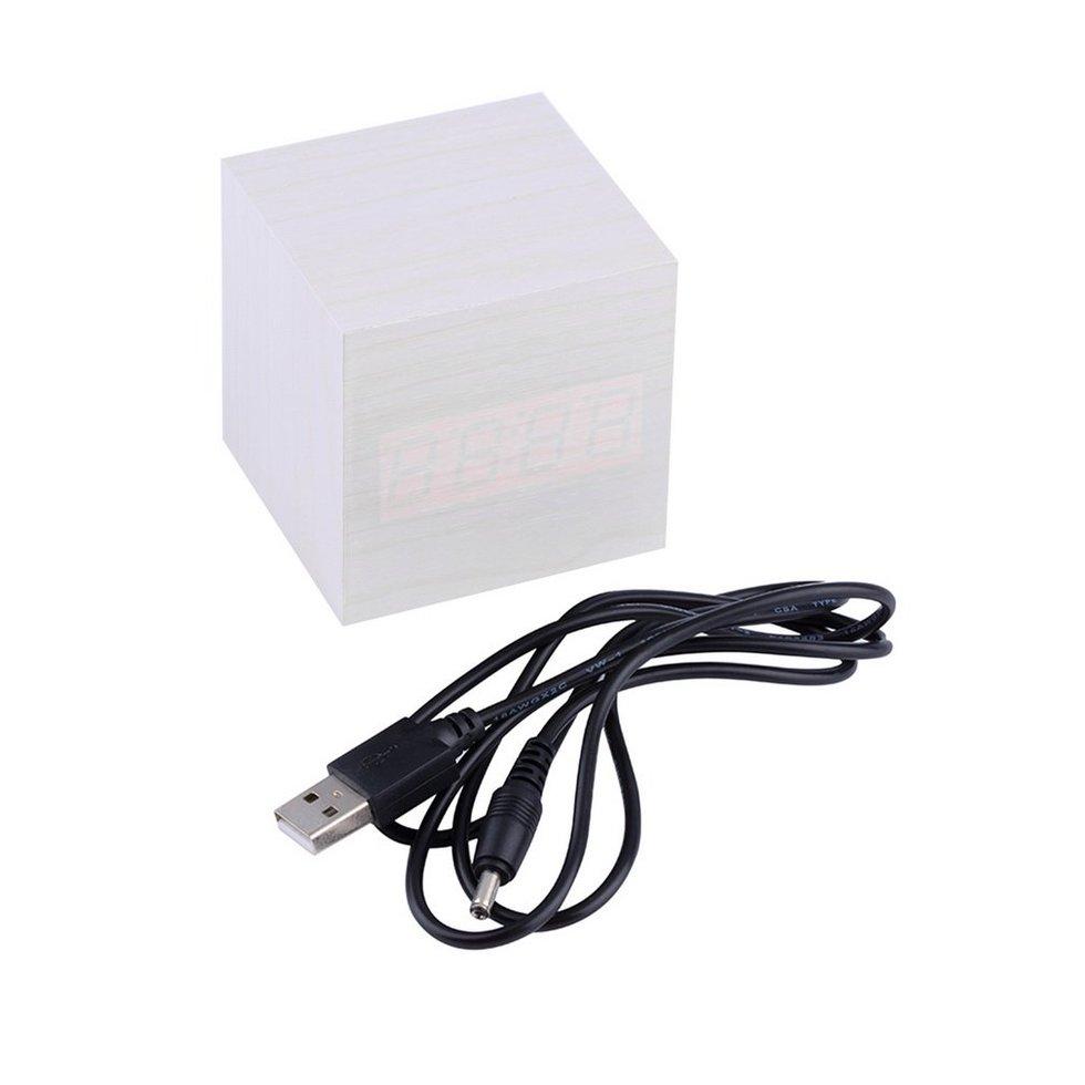 Goft Bahan Kayu Modern Kayu Digital LED Jam Alarm Meja Alat Ukur Waktu dan Suhu Kalender