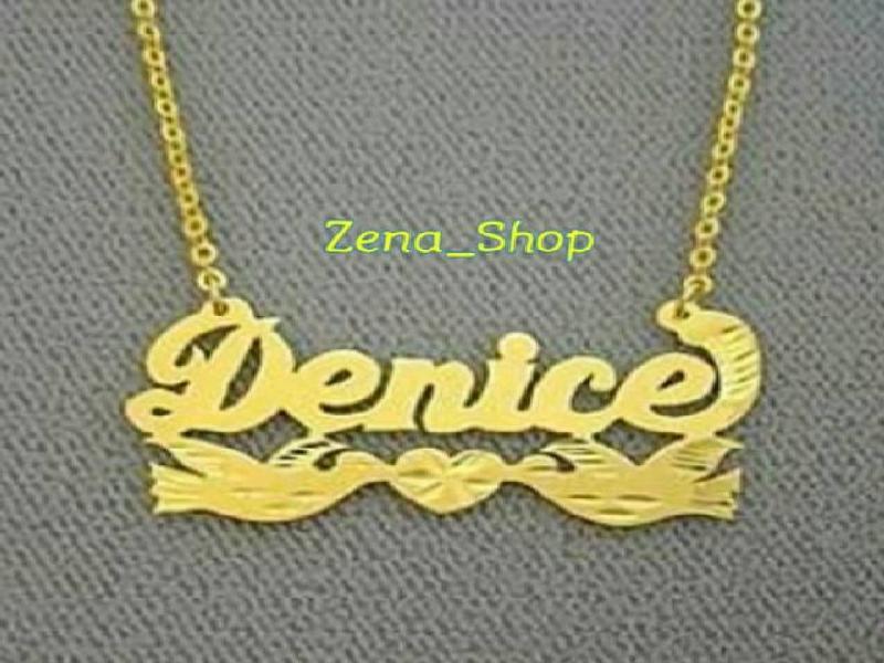 Kalung Cantik Love Sepasang Merpati Ukir Nama Lapis Emas