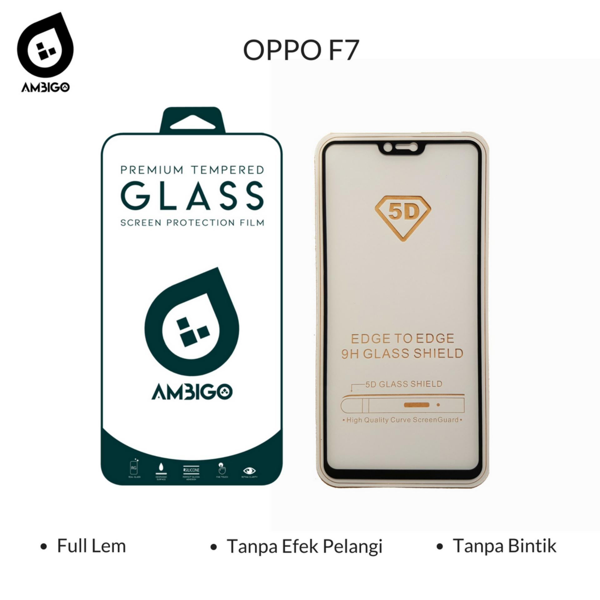 Ambigo Premium Tempered Glass 5D Full Cover Anti Gores Warna Kaca Full Lem For Oppo F7 - Black