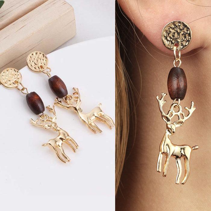 Anting Wood Elk Copper Earrings J4N578