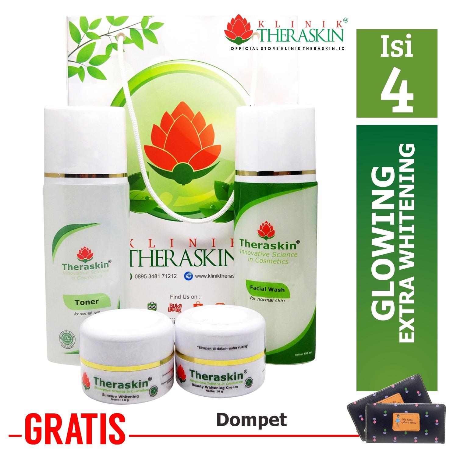 Cream Theraskin Glowing with Extra Whitening Isi 4 100% Theraskin (Theraskin Glowing Step 3) + Gratis Dompet