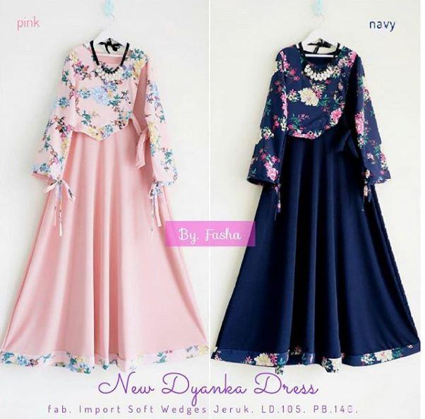 Baju Gamis Muslim New Dyanka Dress Wanita Modern BPS Promo