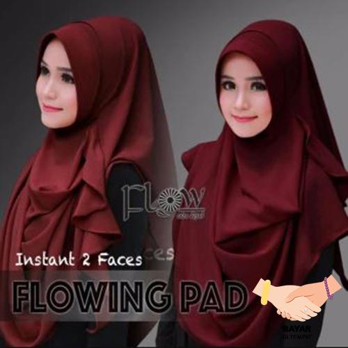 Hijab Pashmina Instan Flowing Pad - Maroon