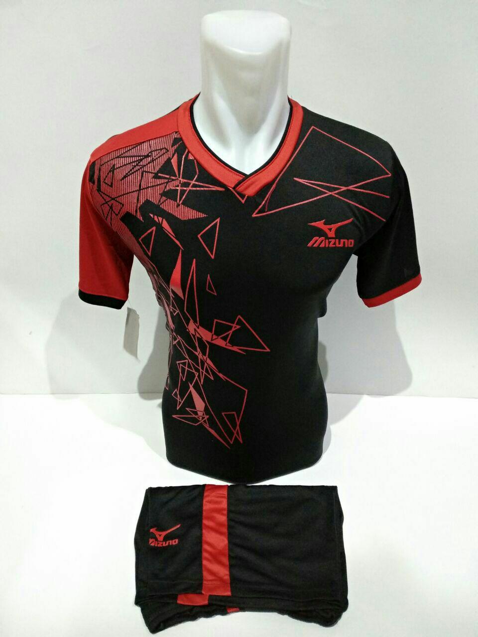 Baju Kaos Olahraga Jersey Setelan Bola Futsal Voli Mz 13 Hitam Merah