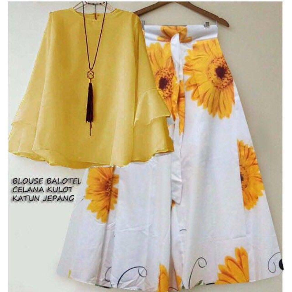 STELAN KULOT MATAHARI YELLOW BLOUSE YELLOW FLAT di lapak naomiproject naomi_project