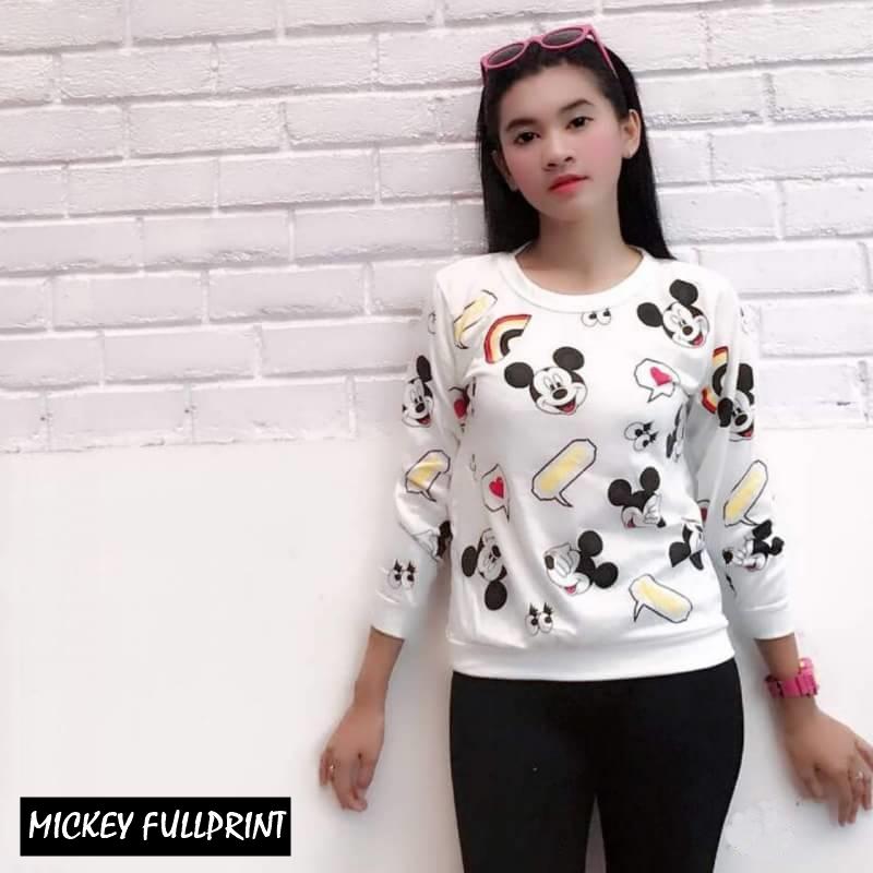 MICKEY FULLPRINT ||| noouska shop ||| jaket sweater baju atasan blouse rajut hijab terbaru kekinian cewek wanita murah |||