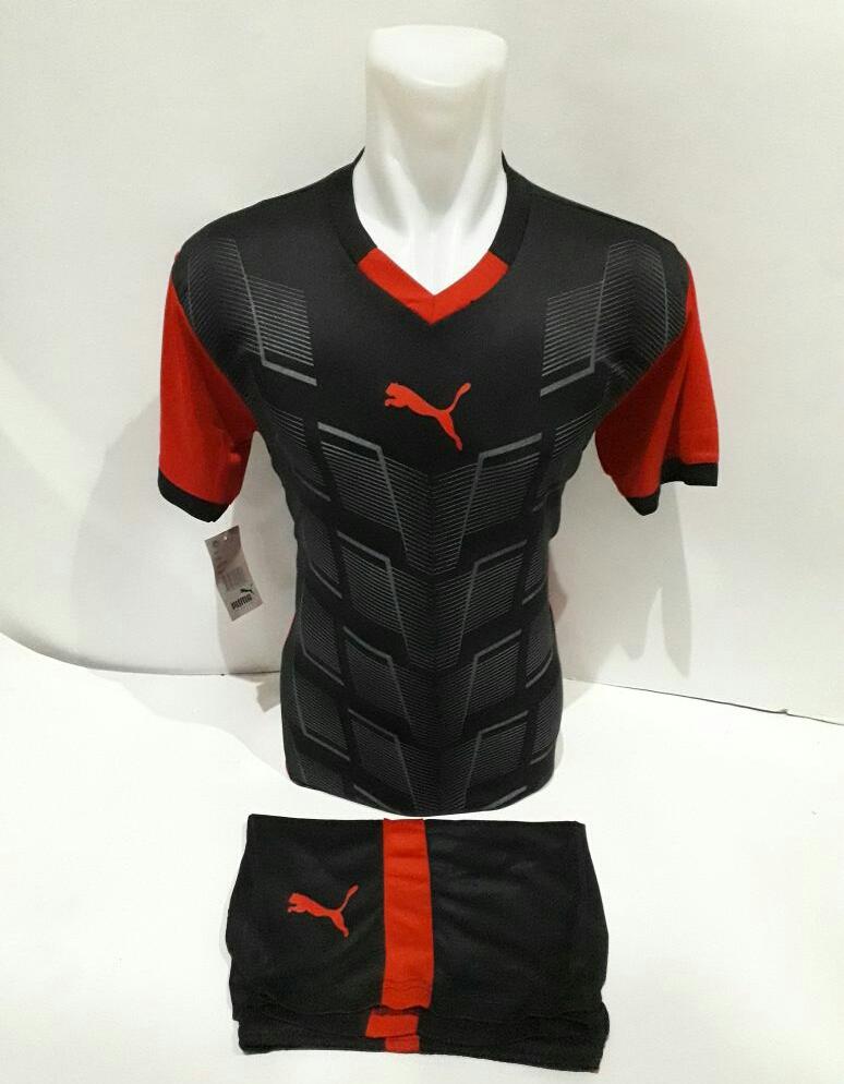 Baju Kaos Jersey Olahraga Setelan Bola Futsal Volly Puma 03 Hitam merah