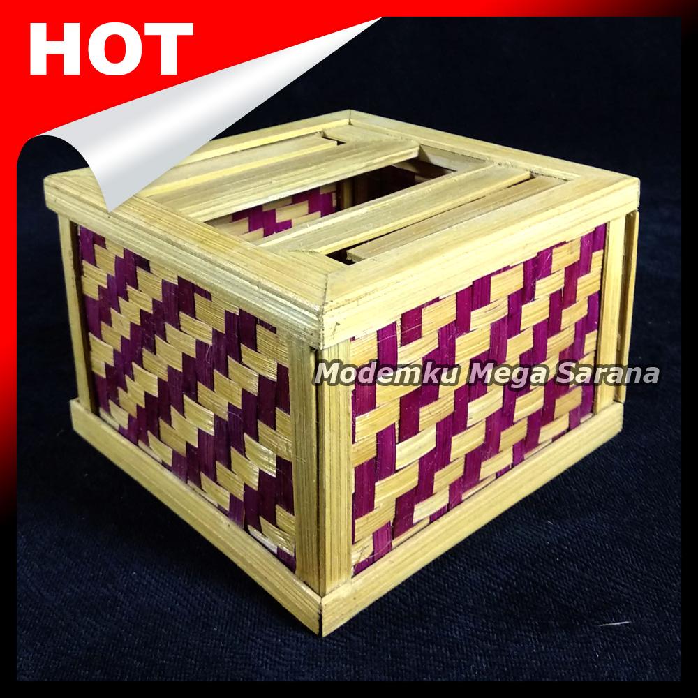 Kotak Box Tisu Anyaman Bambu 13x13x9 cm