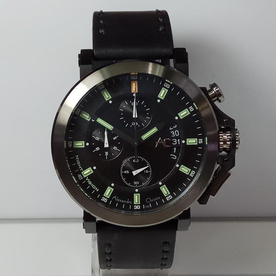 Alexandre Christie Jam Tangan Pria Alexandre Christie AC9200NMC AC Collection Night Vision Black Grey