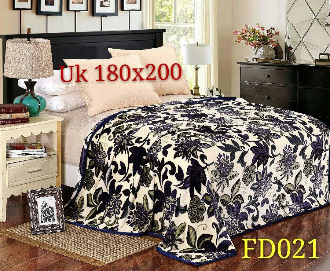 Selimut Bulu Tebal Ukuran 180 x 200 cm Motif Daun Ukir - FD021