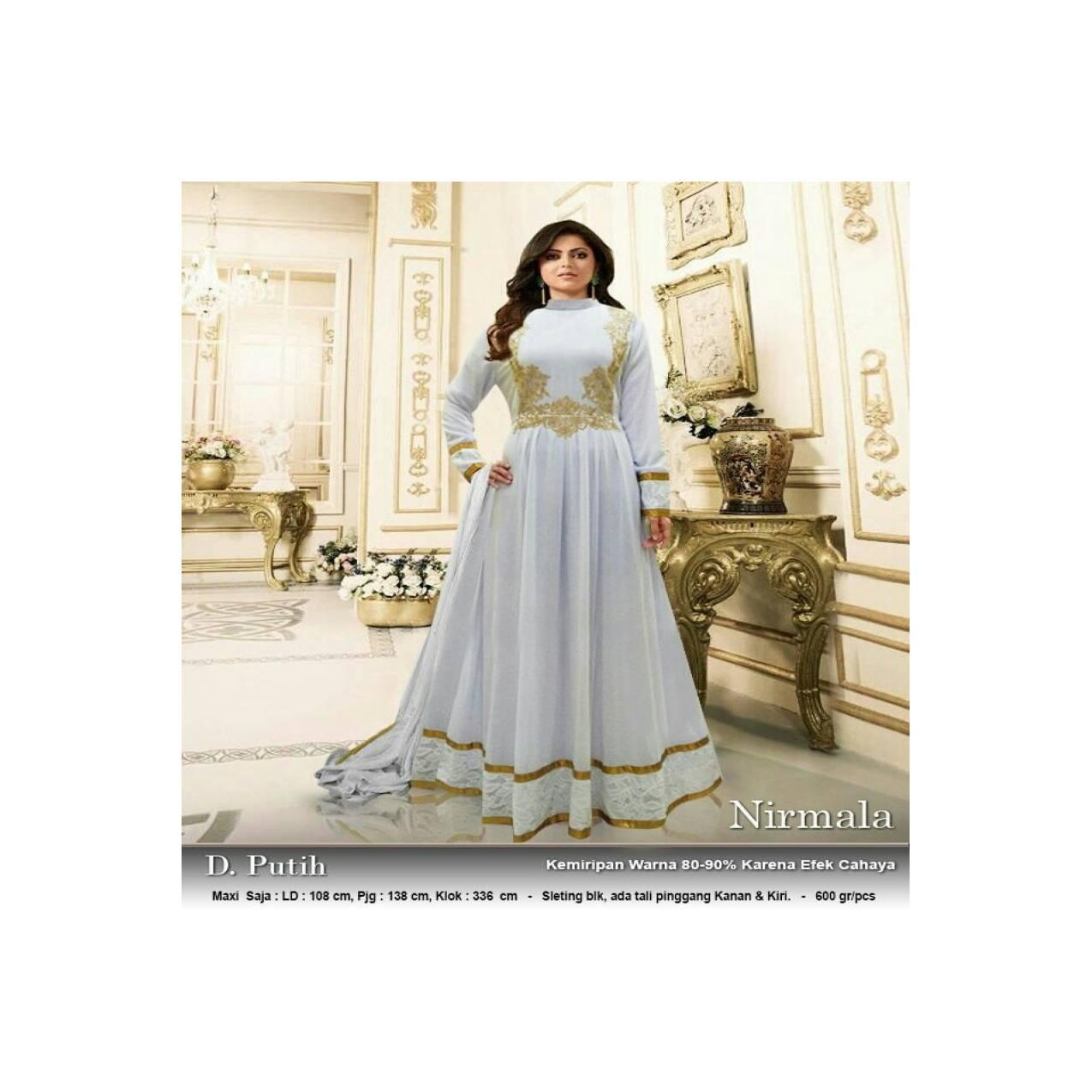 Gamis Muslim Pesta Terbaru 120315 GAMIS PESTA INDIA NIRMALA PUTIH