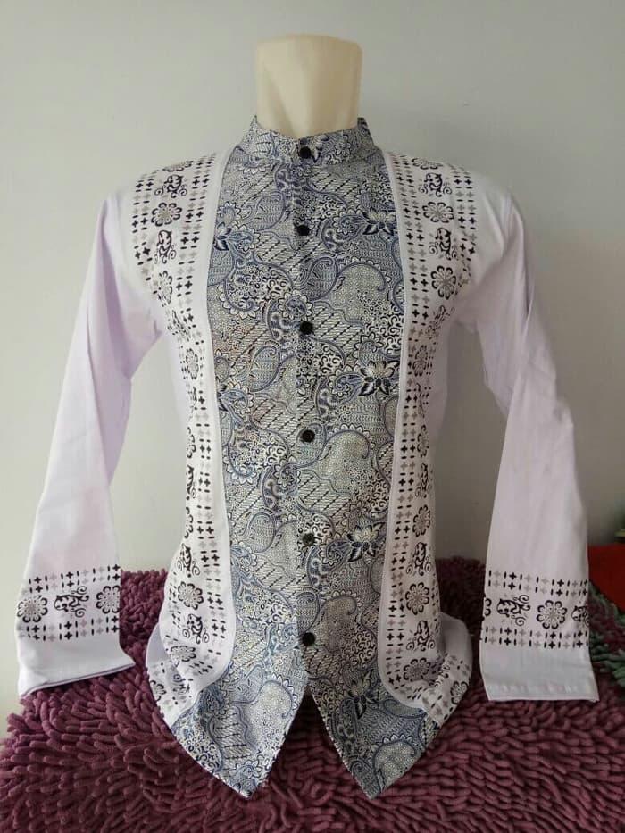 LF Kemeja Koko Batik pjg Putih M / Baju koko / gamis / baju atasan wanita / Baju wanita murah / baju wanita jumbo / baju polos / baju wanita polos / baju pesta / kemeja wanita / baju couple / dress
