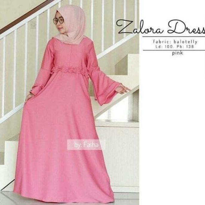 Best Seller Baju Atasan Muslim Murah / Gamis Murah Zalora Dres Pink | Baju Lebaran Muslim Wanita