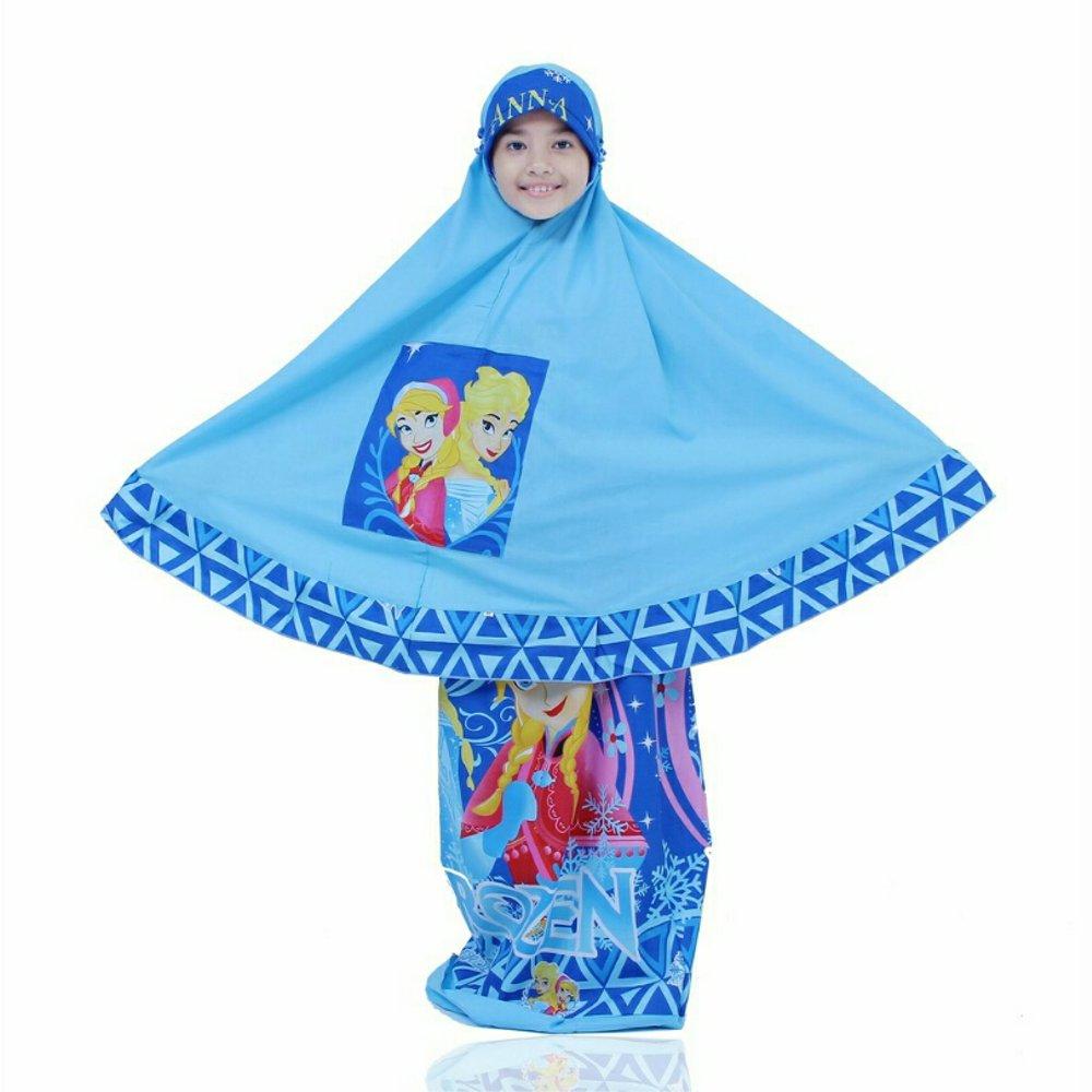 Mukena Anak Karakter Frozen Anna Elsa Biru Size XS di lapak Mukena Yumna mukenayumna