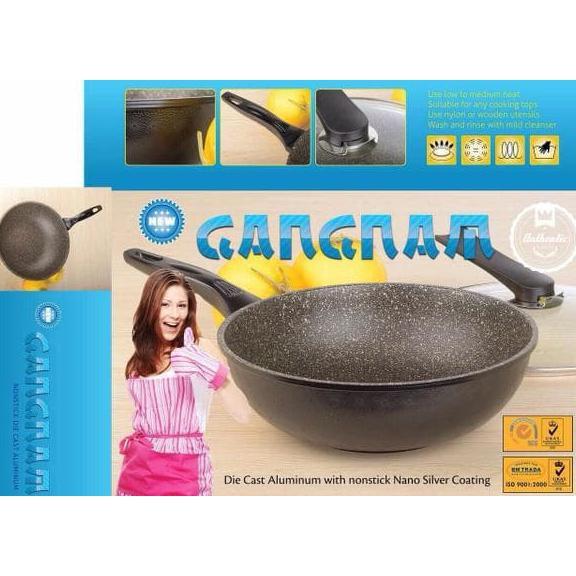 Panci Wok Korea Gangnam 30 Cm Lapisan Marble Anti Gores Stok Terbatas !!