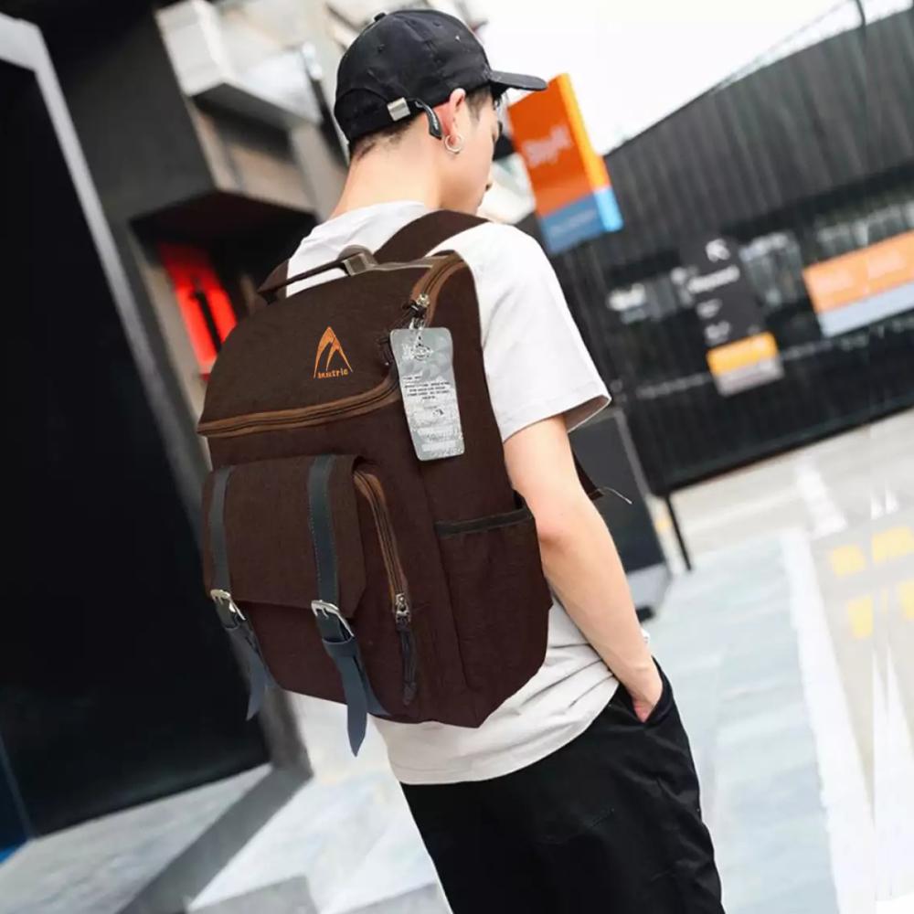 Tas Ransel tas pria tas sekolah tas punggung tas kuliah tas backpack tas korean stile 17 Inchi Style Koren  Rz8803 Material Kanvas Coffe