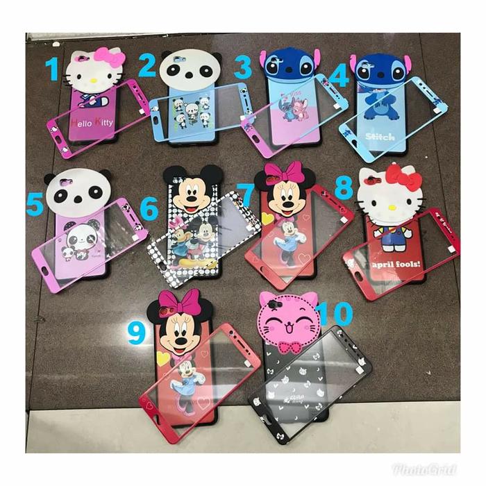 Case Karakter Murah Unik plus Glass 3D Xiaomi Redmi Note 4X