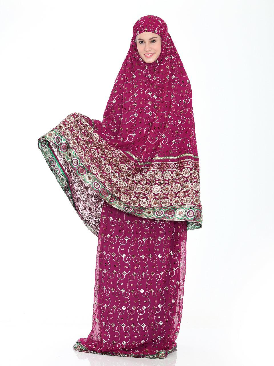 Mukena Mewah SARI INDIA EMBRODERY ORIGINAL SARYONE WARNA FLOWER PURPLE