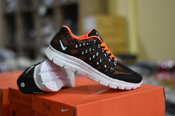 Ready Stock !! Sepatu Sport Nike Airmax 3D Skin Hitam Orange Running Pria - ready stock