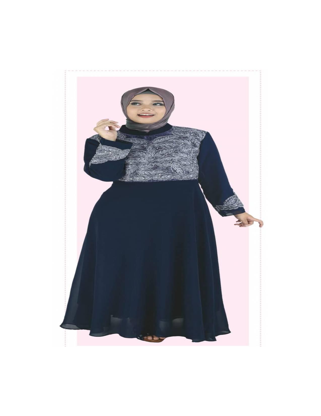 Baju Muslim Koko Pakistan Gamis Dress Casual Wanita Pria Anak BiruNavy