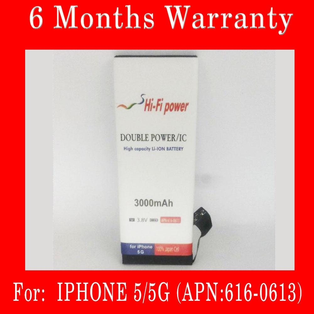 BATTERY IPHONE 5 5G APN:616-0613 3000MAHBATTERY BATRE BATERAI DOUBLE POWER BATTERY GARANSI 6 BULAN HIFI 904219