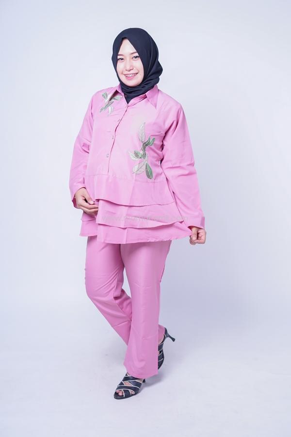 Setelan Muslim Layer Daun / Baju Modern / Dress Korea / Baju Kekinian / Baju Hamil Kerja / Baju Hamil dan Menyusui / Hamil / Kehamilan / Ibu Hamil / Harga Mumer / Terbaru.