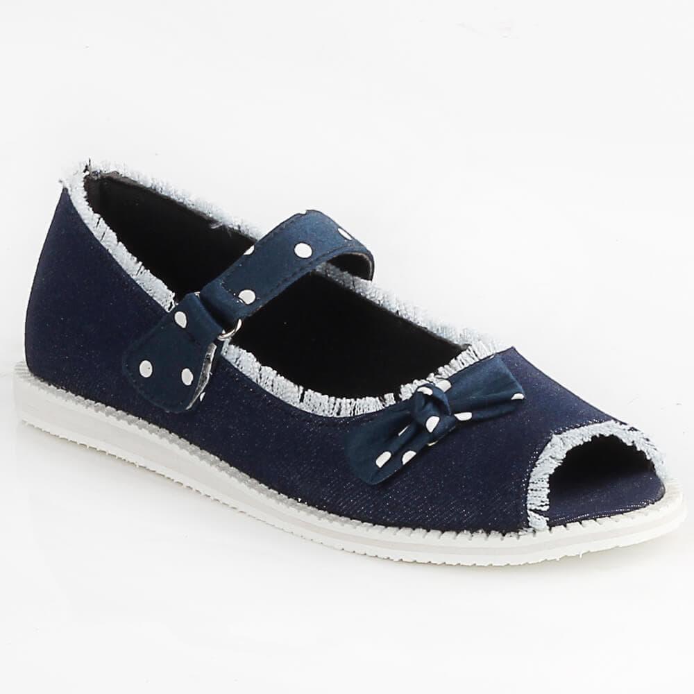 Ukuran 31-35 Sepatu Flat Shoes Anak Perempuan Cewek Jeans Warna Navy LAB 303 BY