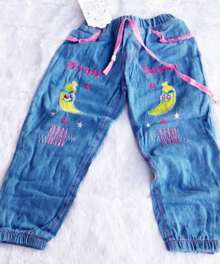 Jeans Model Musim Semi dan Musim Gugur Anak Celana Panjang Wanita dengan Bordir