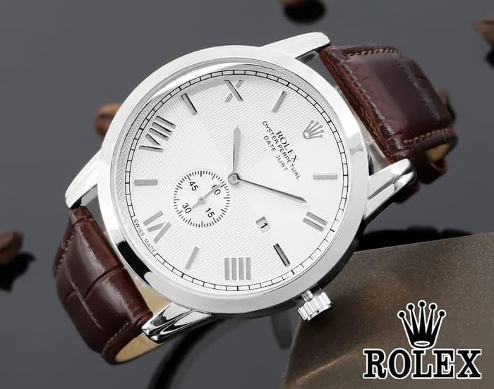 Jam tangan pria / Jam tangan pria original / Jam tangan pria murah / Jam tangan pria terbaru / Jam tangan pria swiss army / Jam tangan pria terbaik / Jam Tangan Pria / Cowok Rolex Oyster 02 Leather Brown Silver DISKON MURAH!!!