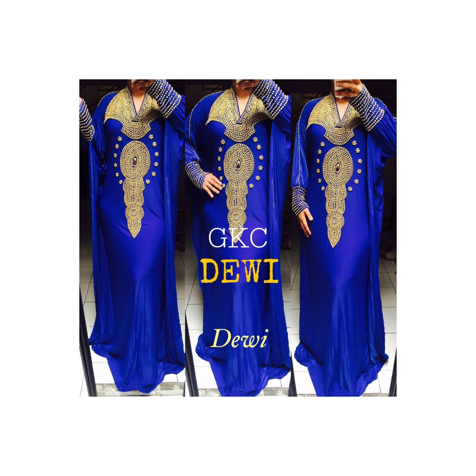 GROSIR GAMIS KAFTAN LEBARAN KELELAWAR BATWINGS SPANDEX MURAH DEWI BIRU