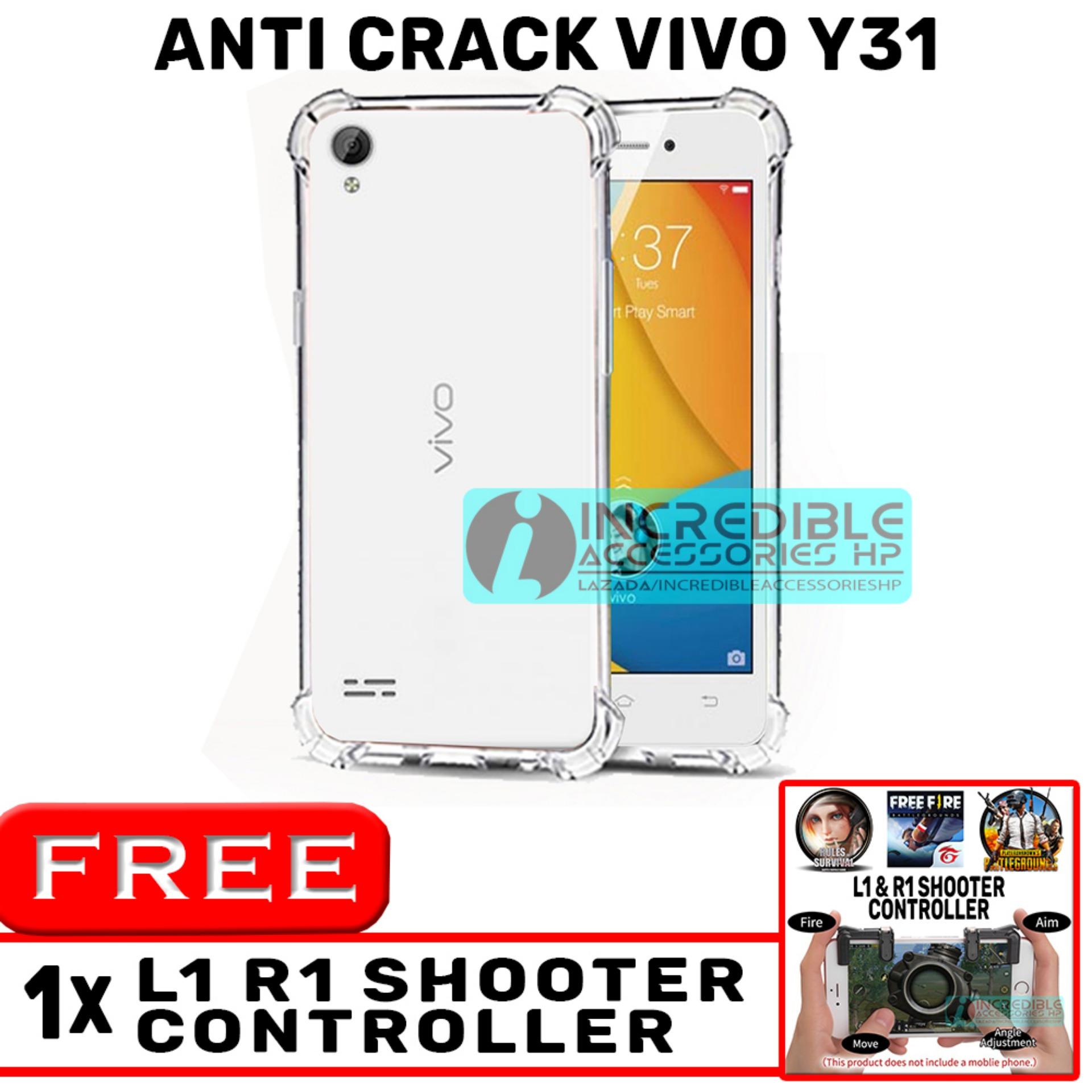 Anti Crack for Vivo Y31 Softcase Elegant Anti Shock Jelly Case - Bening + Free PUBG Mobile L1 R1 Shooter Controller