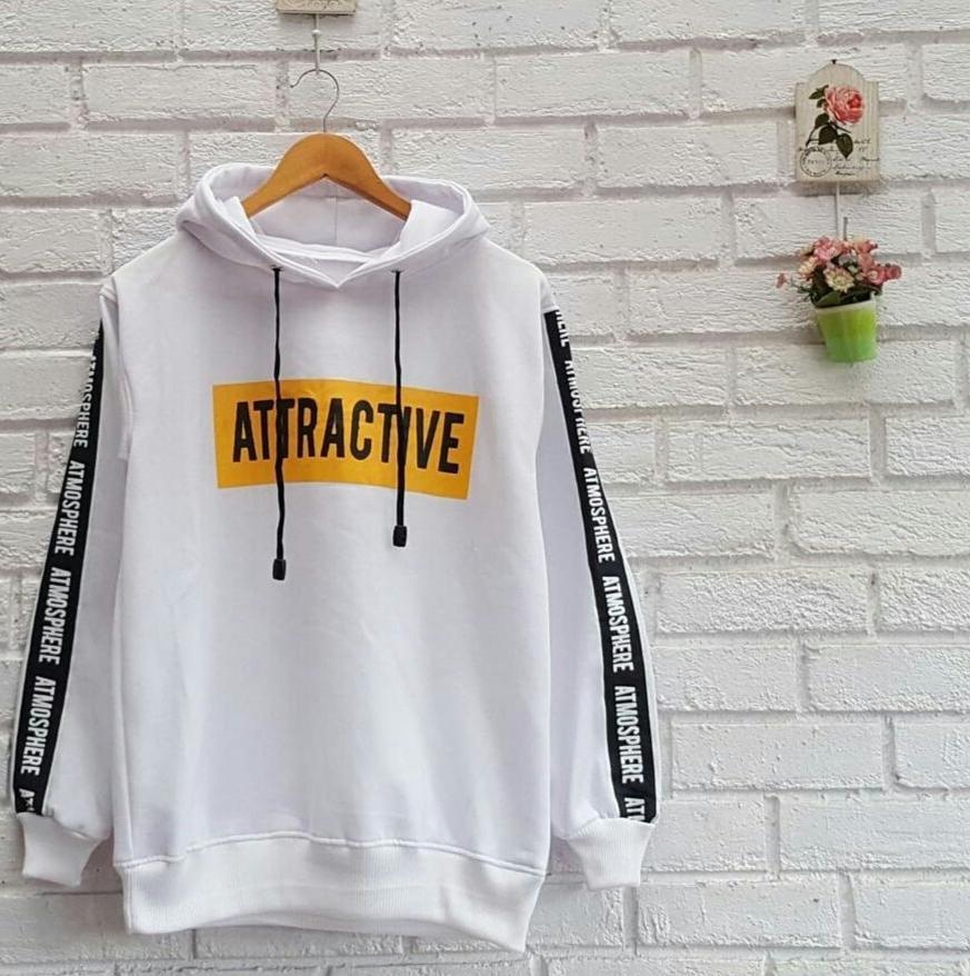 Jaket sweater Hoodie attractive putih