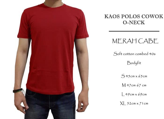 kaos polos cowok cotton combed 40s merah cabe oneck - YOnVjp