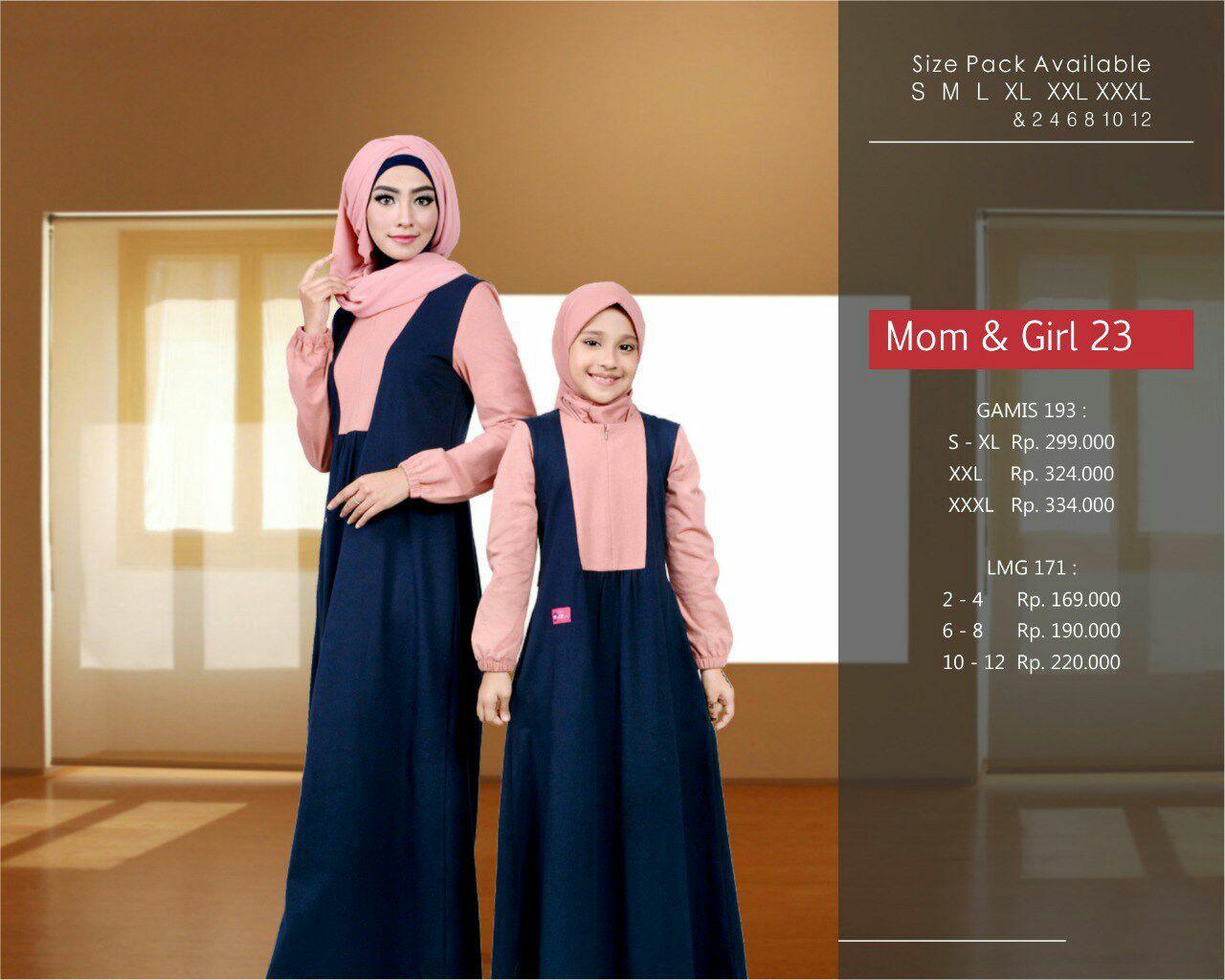 Baju gamis ibu dan anak - couple - fashion muslim - mutif terbaru