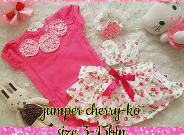 setelan jumper rok bunga free bandana dan sepatu - baju Anak Perempuan - Baju Setelan Bayi Cewek Lucu