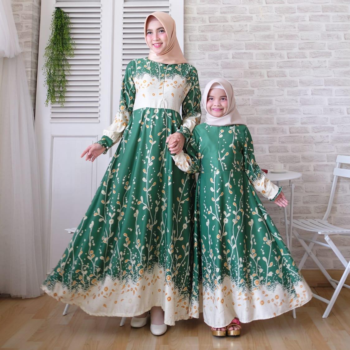 BRONZE STORE-COUPLE GAMIS SYARI KATUN JEPANG PASANGAN IBU DAN ANAK PLUS KHIMAR