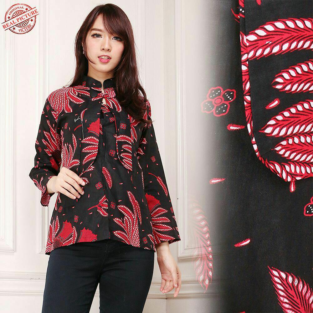 SB Collection Atasan Blouse Bellina Kemeja Lengan Panjang Batik Wanita