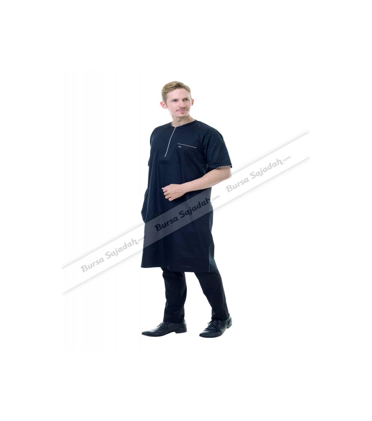Baju Busana Koko Muslim Gamis Pendek Garis Laki laki - Afkhar Zaleera
