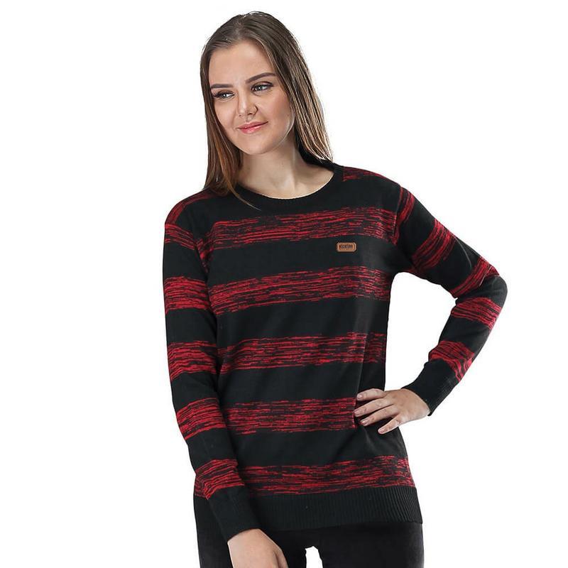 Kuzatura Sweater Kasual Wanita Hitam Komb - KON 425