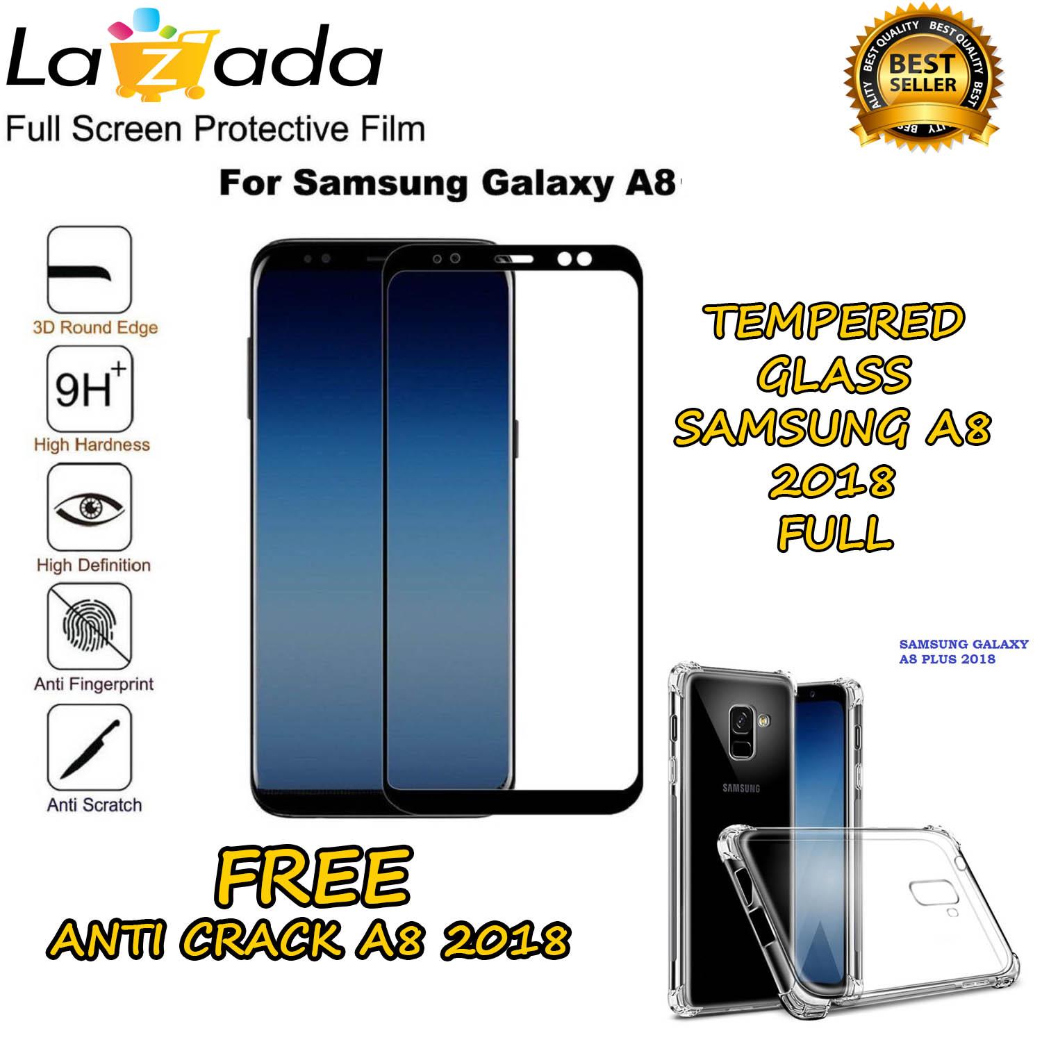 Promo Harga Samsung Galaxy Yang Memiliki Kamera Depan Murah Oktober Tempered Glass Full Screen Black Samsung Galaxy A8 2018 9H Screen Anti Gores Kaca Screen Protection Temper Glass Samsung A8 2018 Pelindung Layar Kaca