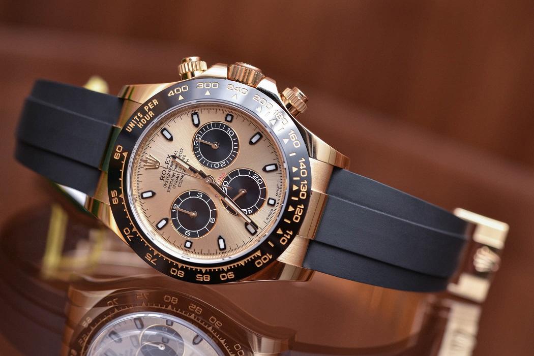 Jam Rolex Daytona Cosmograph Automatic Dial Gold Combi Black - Rubber
