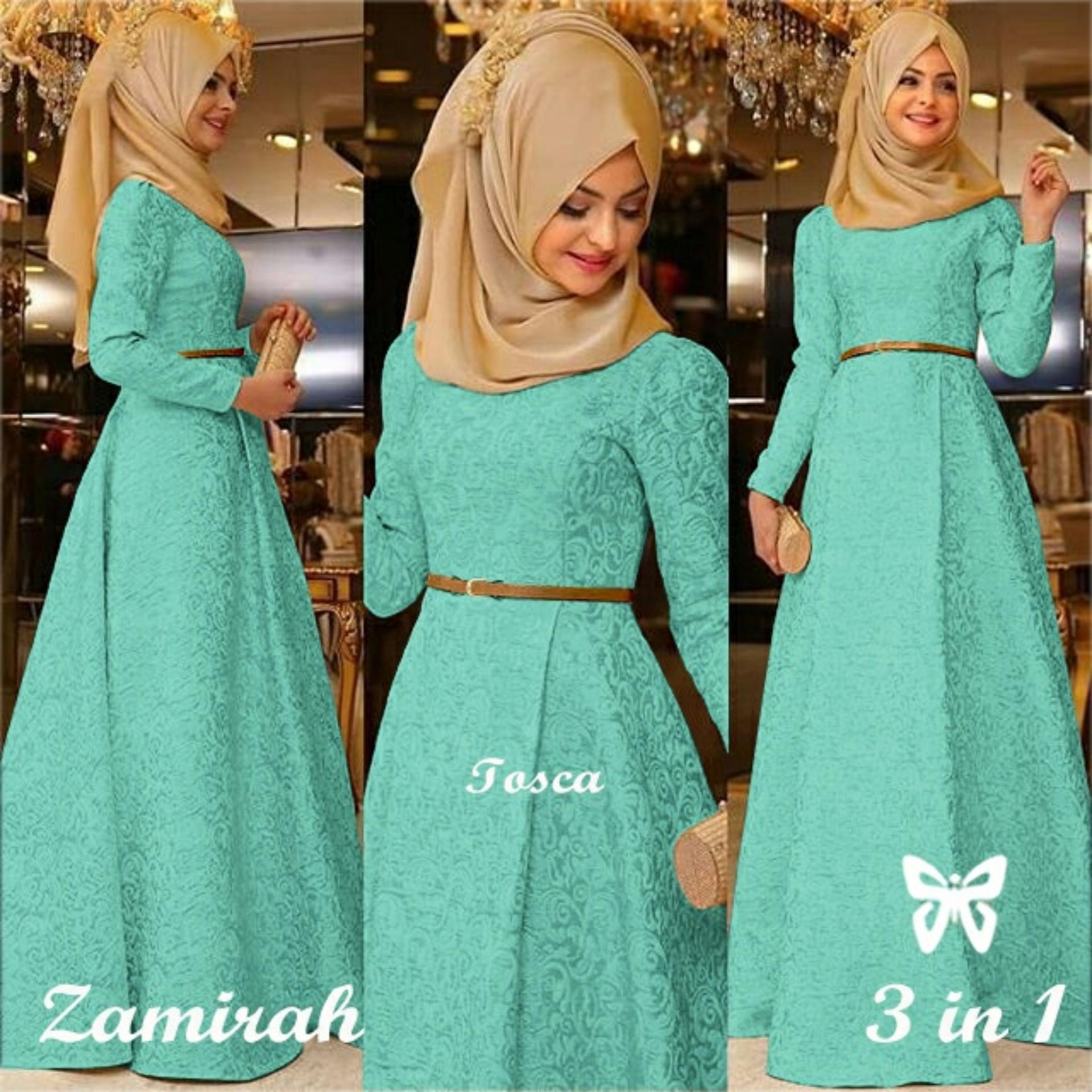 Toko Atasan Wanita Dress Baju Gamis Lengan Panjang Muslim Mirah / Hijab Muslim / Muslim Syari Hijab Syar'i / Busana Muslimah / Kebaya Modern Lebaran (Mirahza)  SS - Tosca / Gaun Pesta